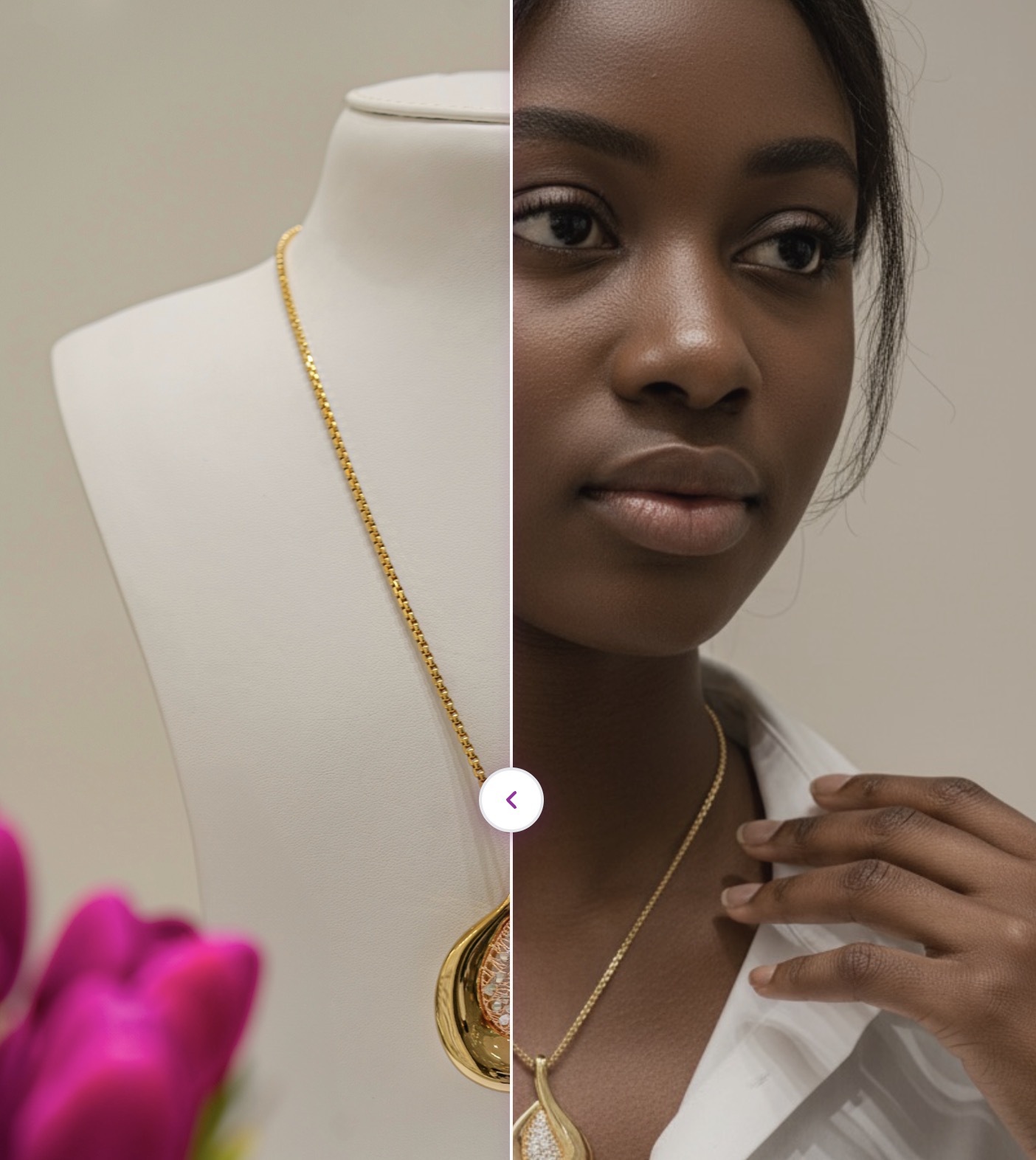 Before and after — necklace